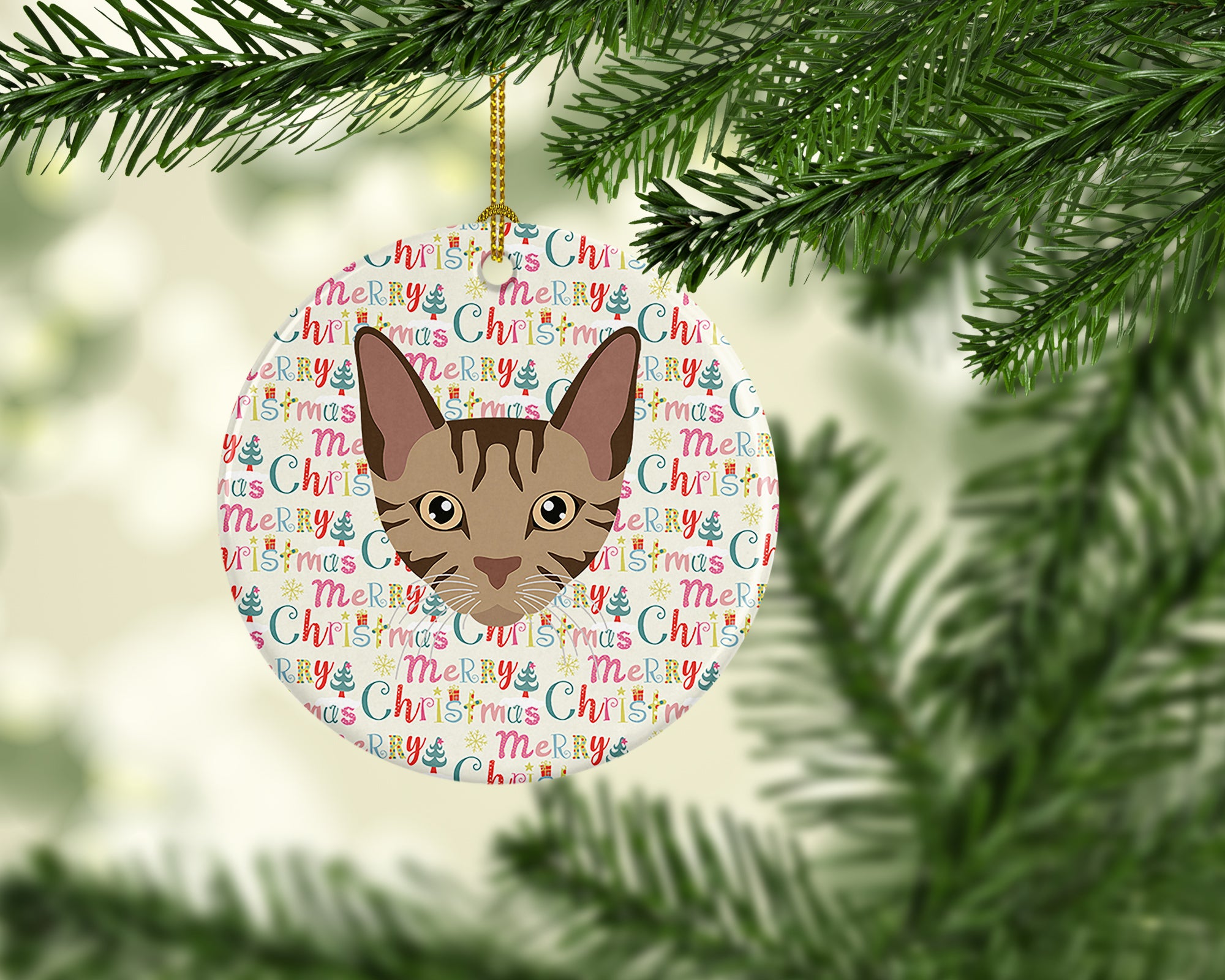 Sokoke Cat Christmas Ceramic Ornament - the-store.com