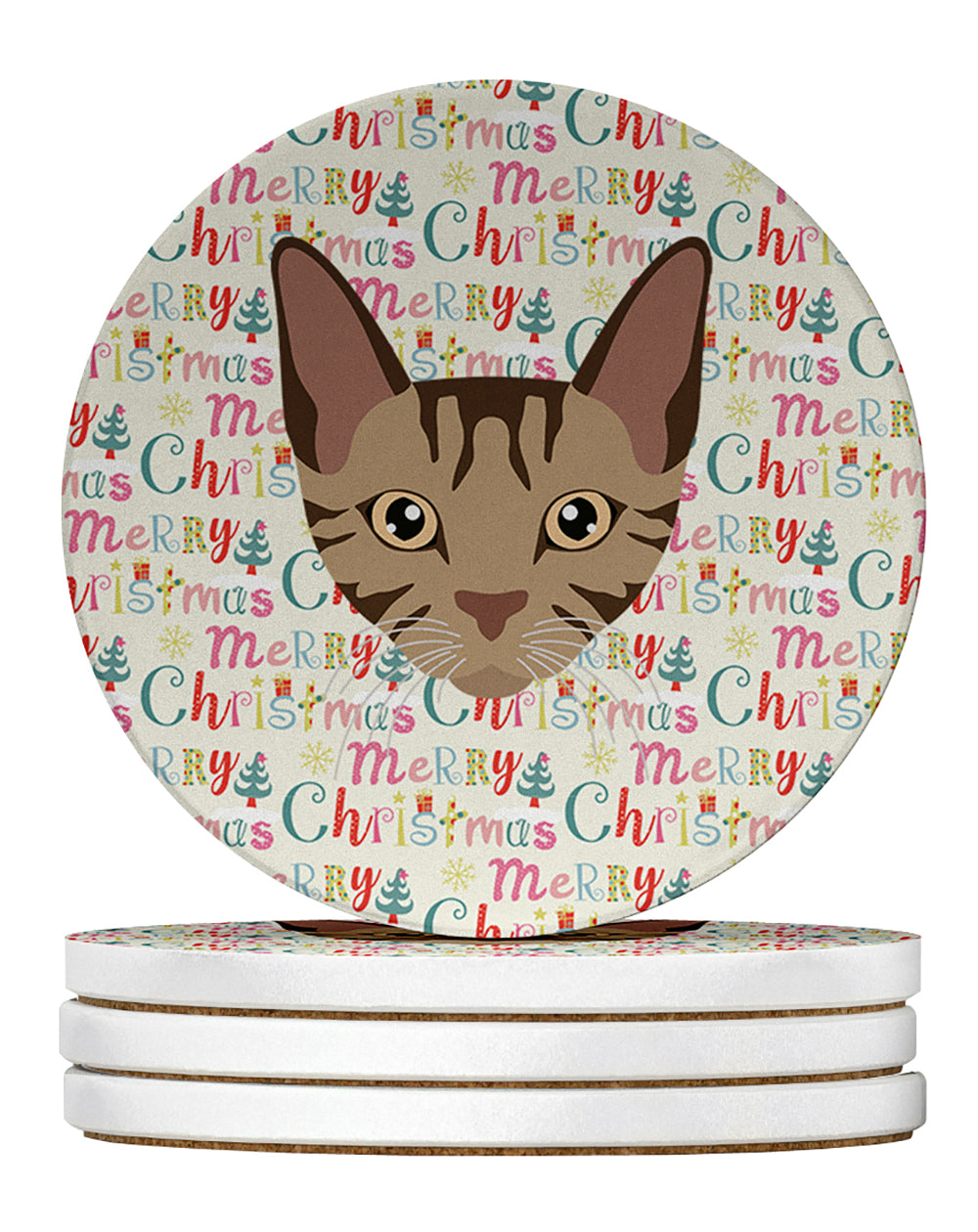 Buy this Sokoke Cat Christmas Large Sandstone Coasters Pack of 4