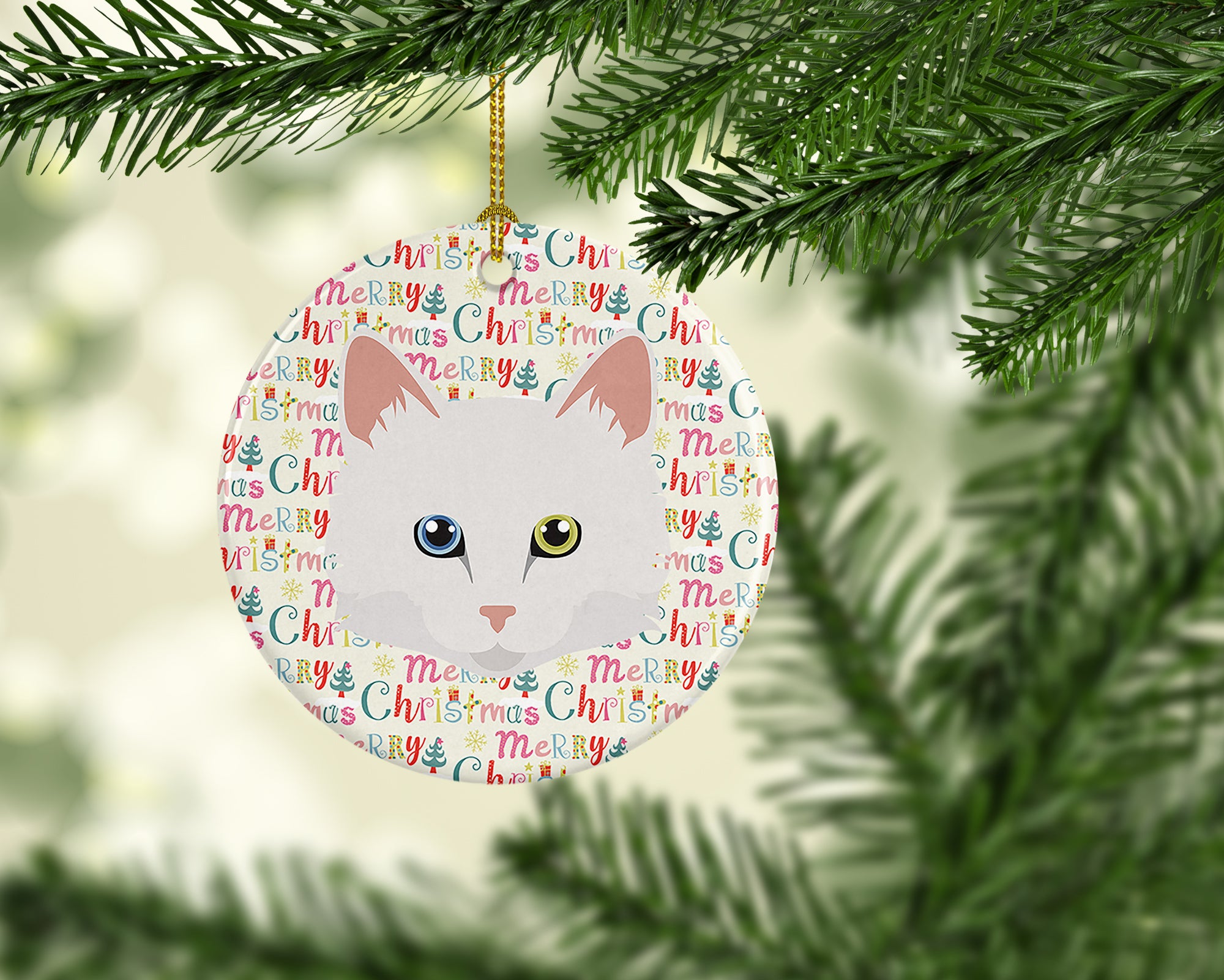 Buy this Turkish Angora Cat Christmas Ceramic Ornament