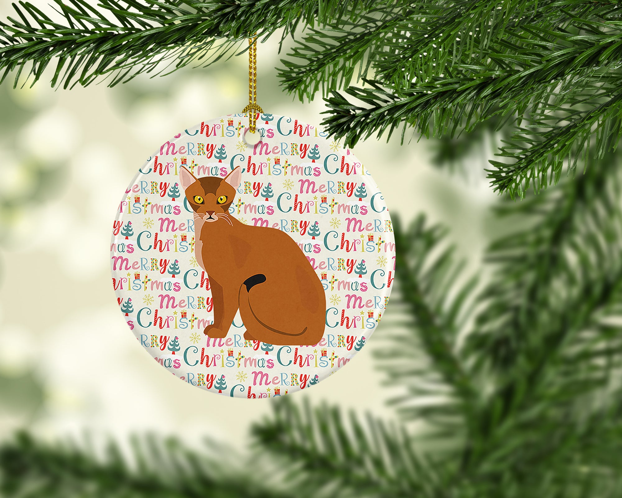 Buy this Abyssinian Cat Christmas Ceramic Ornament