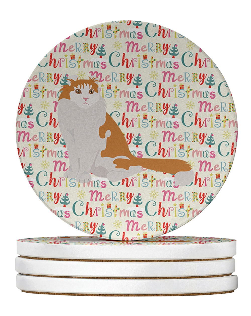 Buy this American Curl Cat Christmas Large Sandstone Coasters Pack of 4