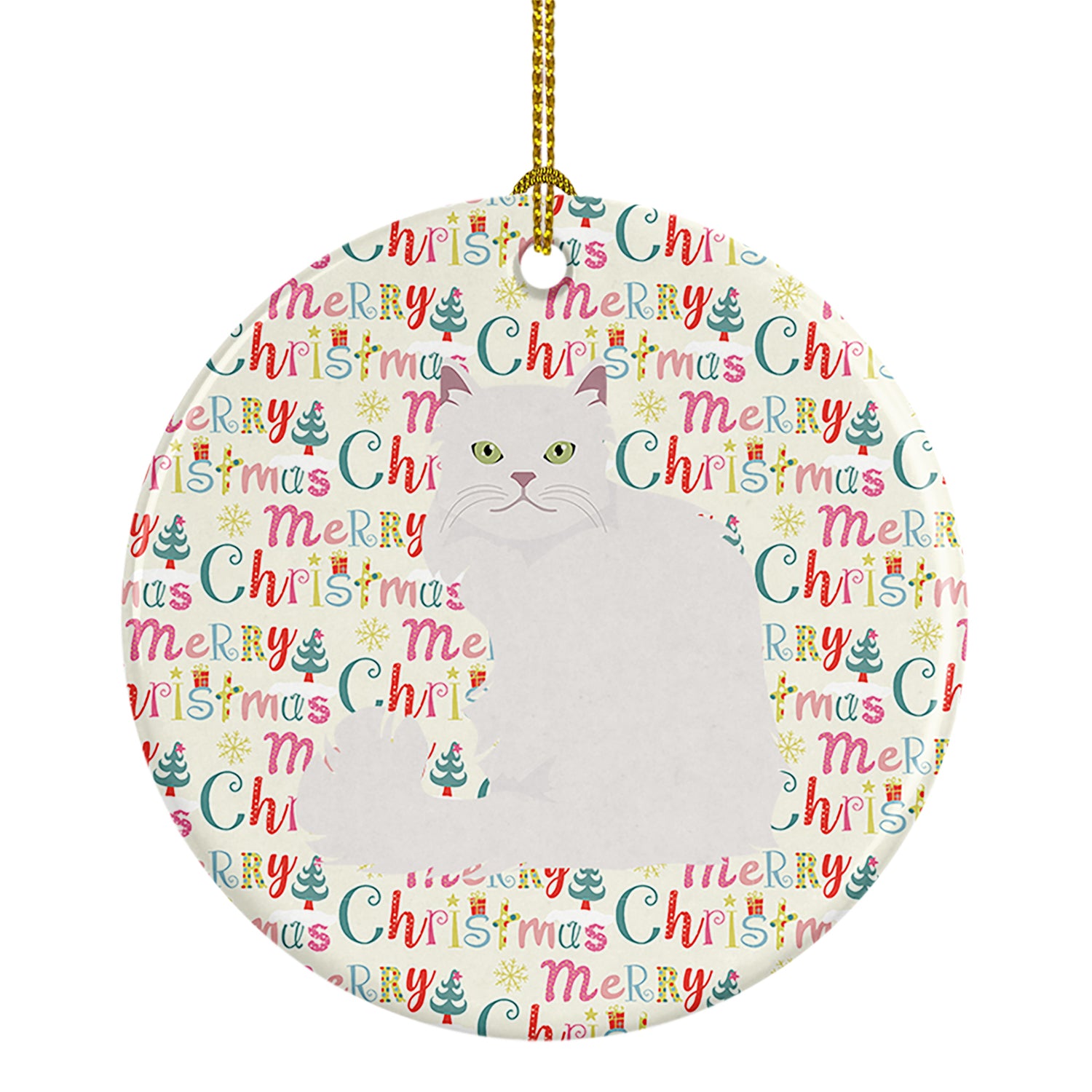Buy this Asian Semi Longhaired Cat Christmas Ceramic Ornament