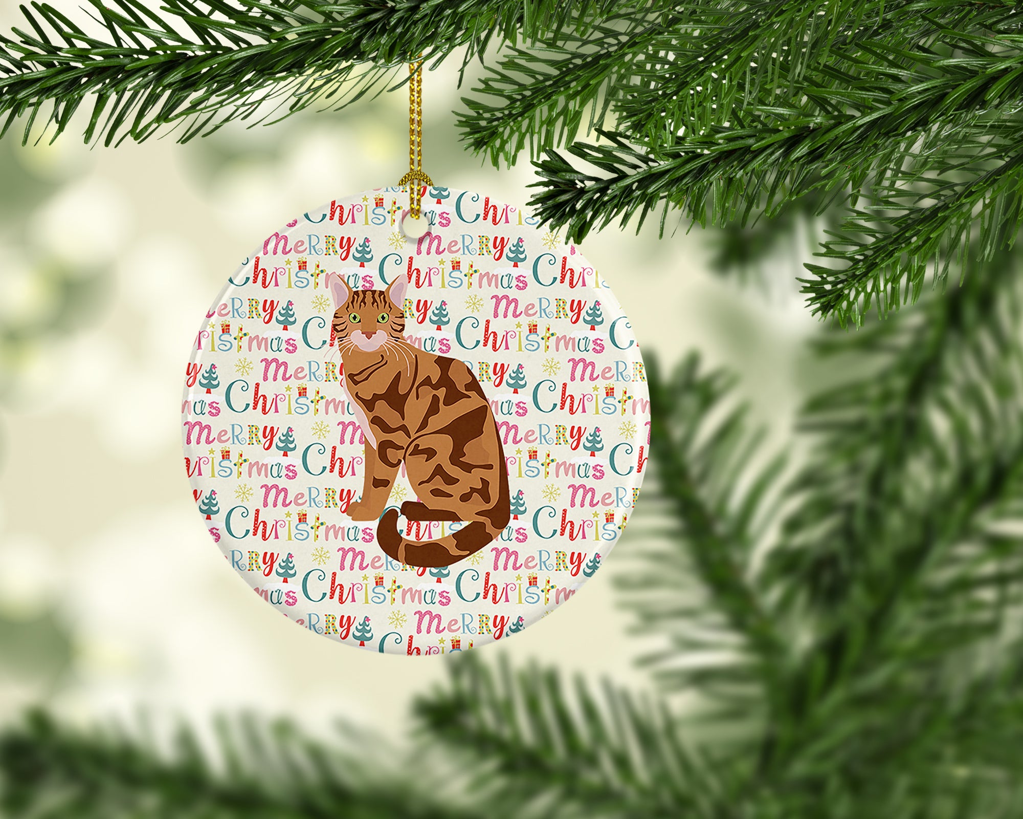 Buy this Bengal Cat Christmas Ceramic Ornament