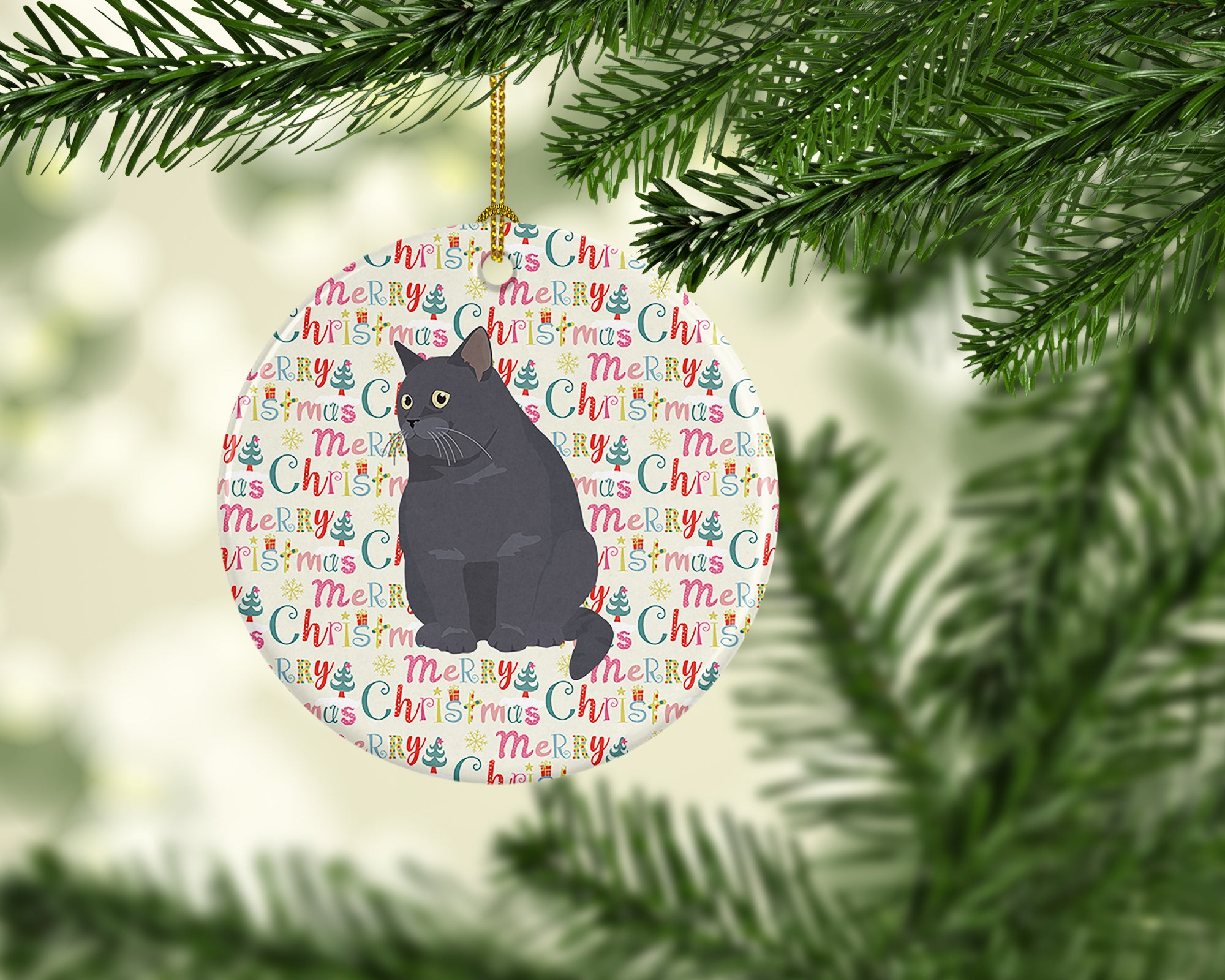 Buy this British Shorthair #2 Cat Christmas Ceramic Ornament