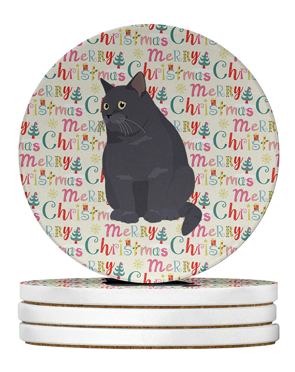 Buy this British Shorthair #2 Cat Christmas Large Sandstone Coasters Pack of 4