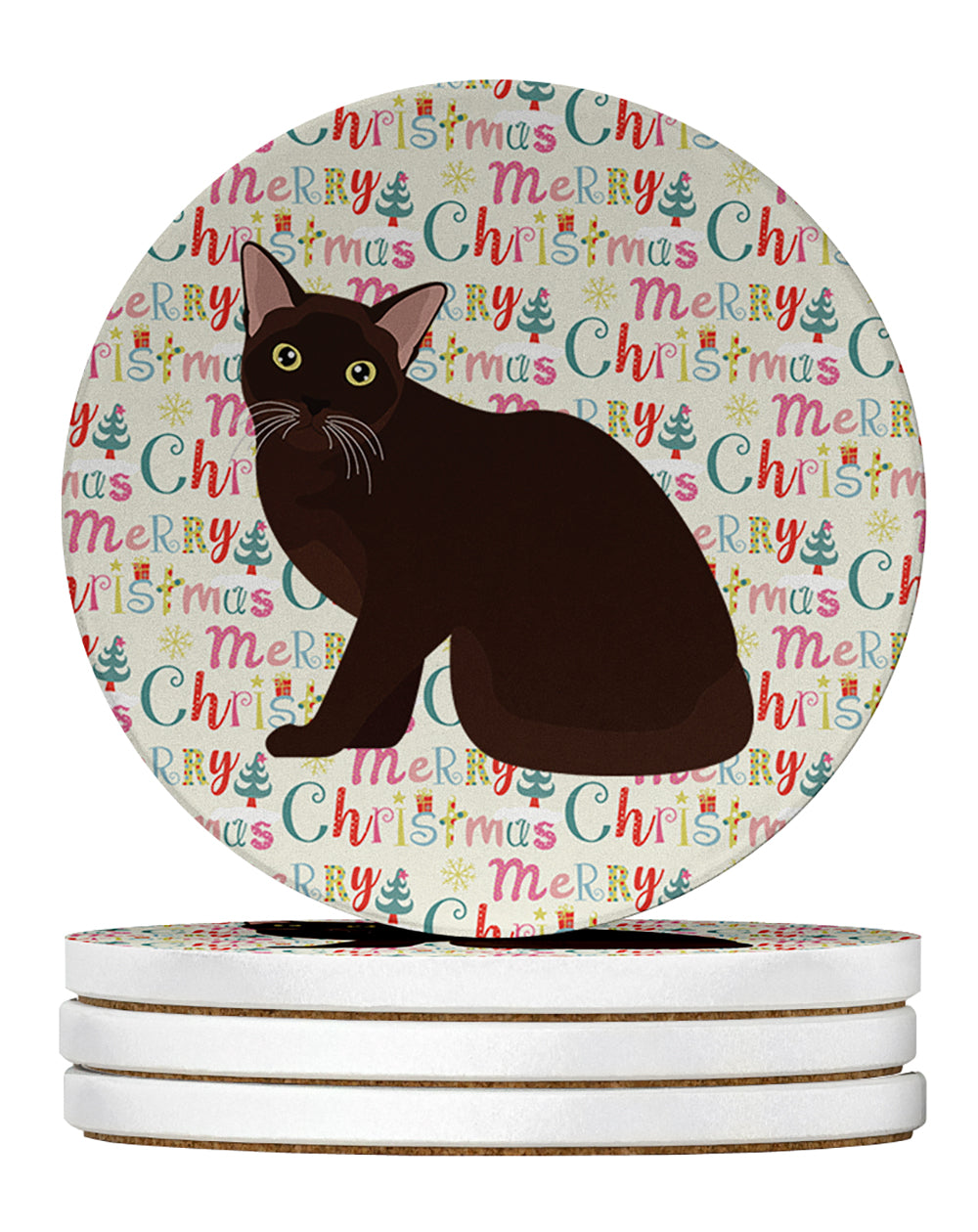 Buy this Burmese Cat Christmas Large Sandstone Coasters Pack of 4