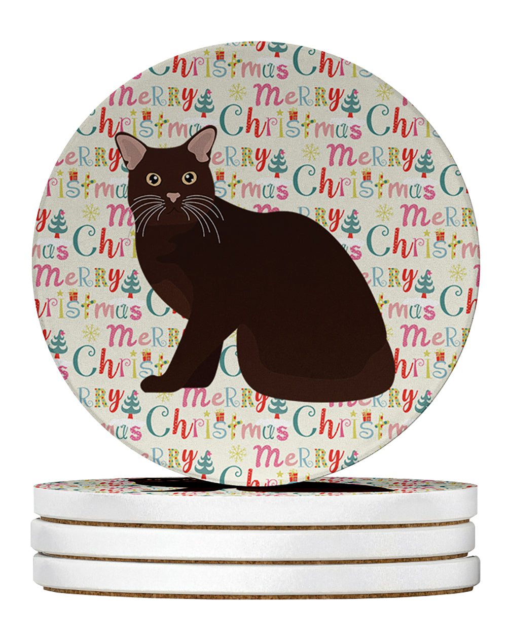 Buy this Burmese #2 Cat Christmas Large Sandstone Coasters Pack of 4