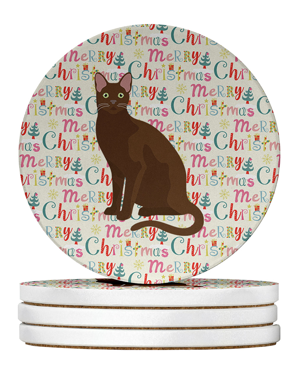 Buy this Havana Brown Cat Christmas Large Sandstone Coasters Pack of 4