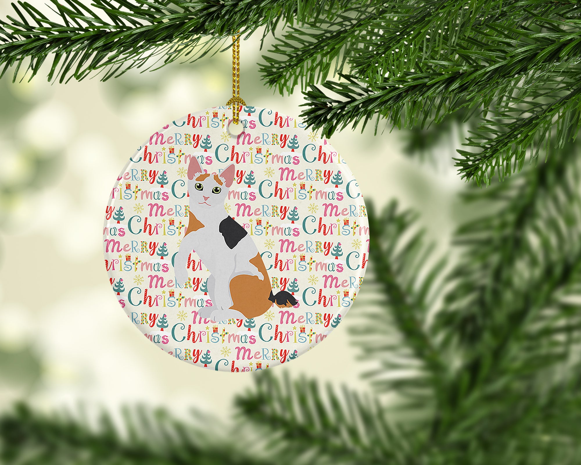 Buy this Japanese Bobtail Cat Christmas Ceramic Ornament