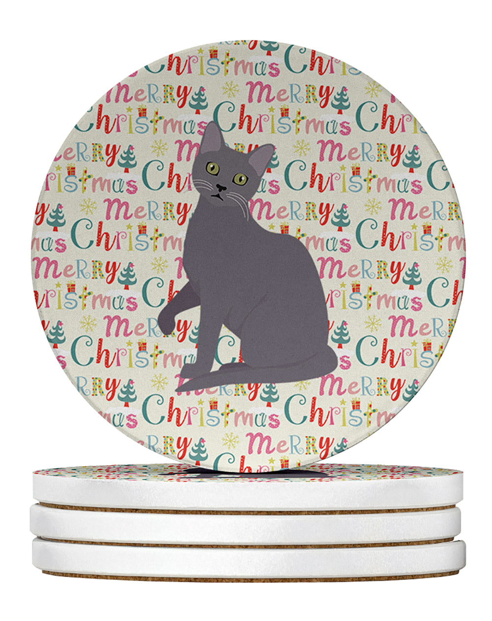 Buy this Korat Cat Christmas Large Sandstone Coasters Pack of 4