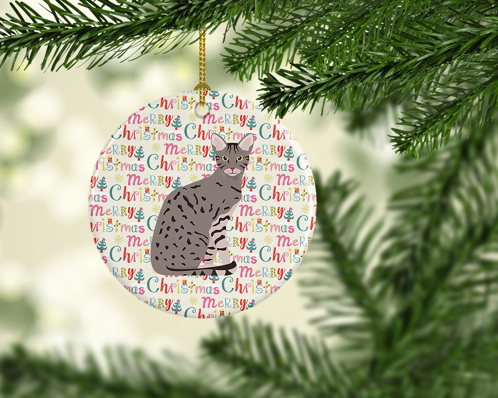 Ocicat Cat Christmas Ceramic Ornament - the-store.com