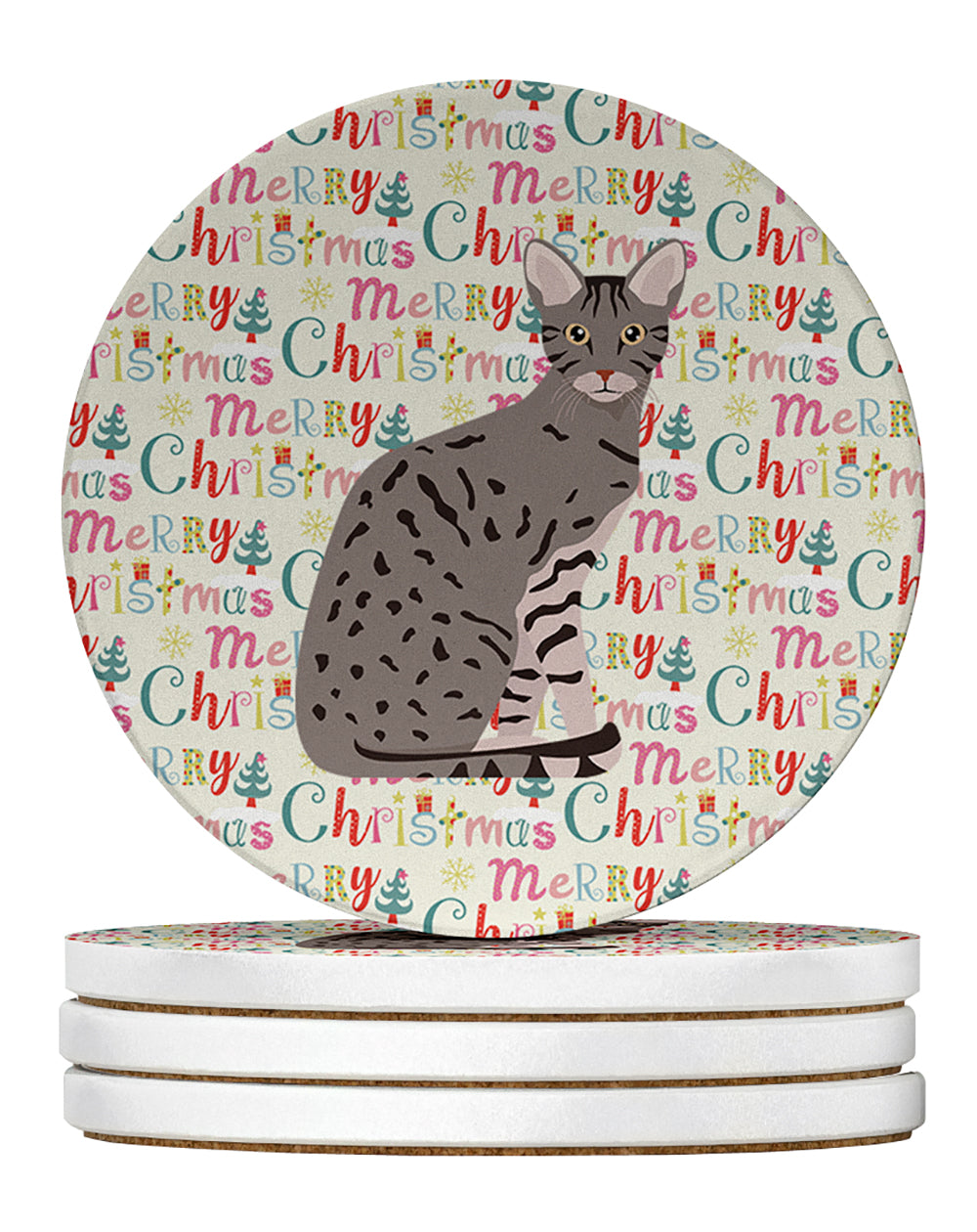 Buy this Ocicat Cat Christmas Large Sandstone Coasters Pack of 4