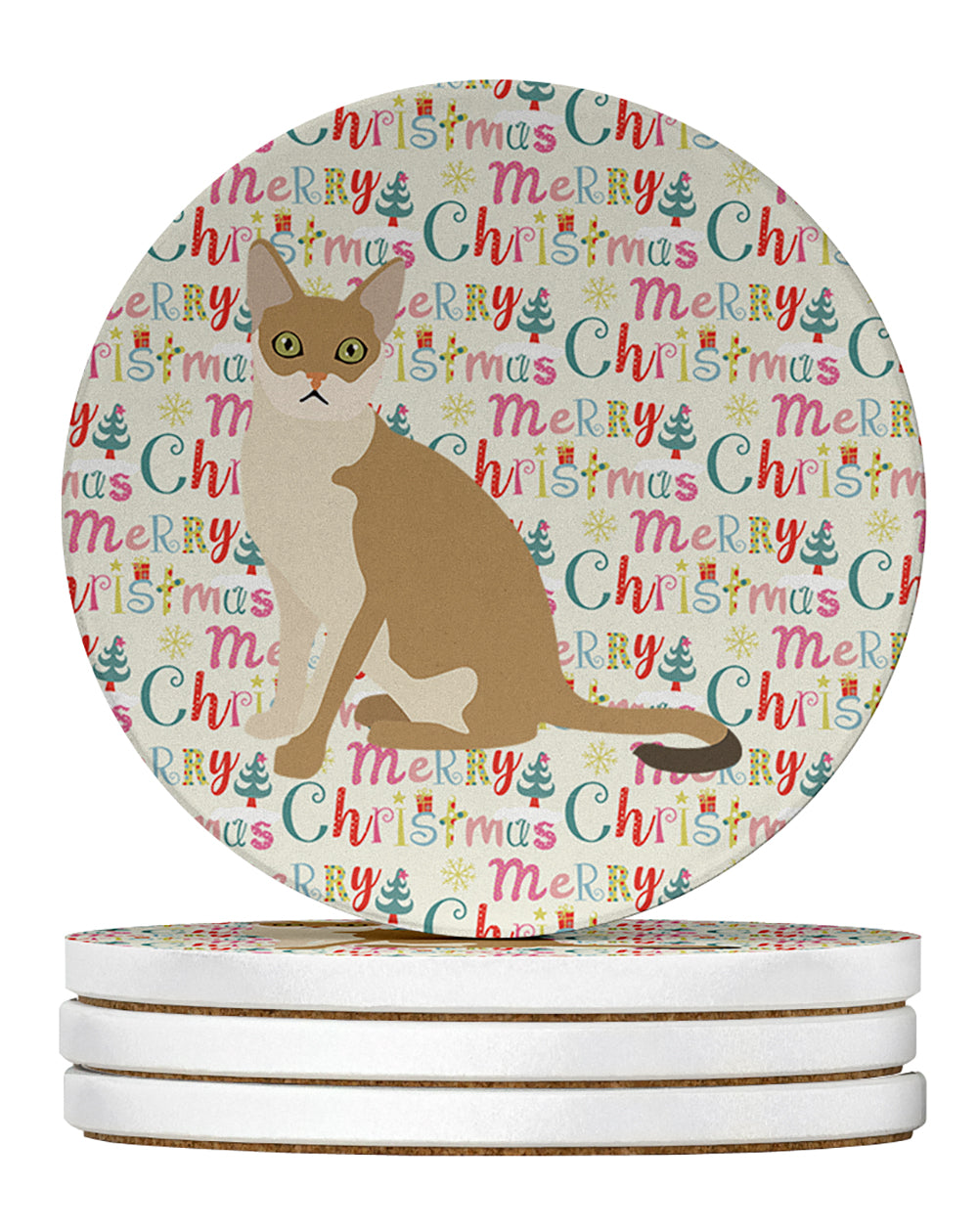 Buy this Singapura Cat Christmas Large Sandstone Coasters Pack of 4