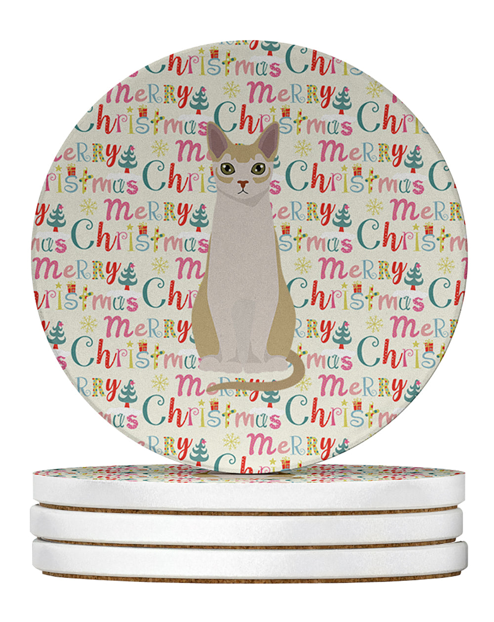 Buy this Singapura #2 Cat Christmas Large Sandstone Coasters Pack of 4