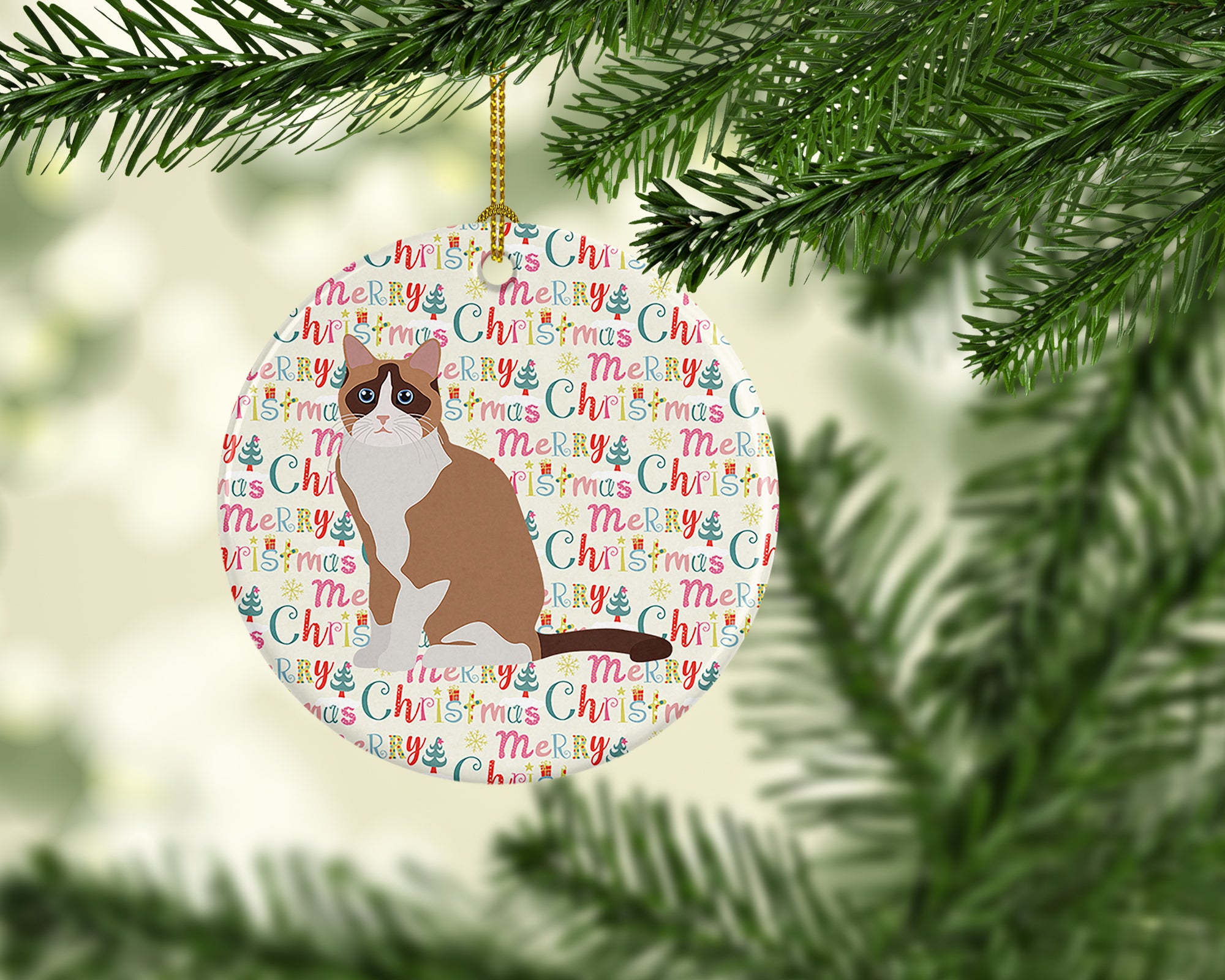 Buy this Snowshoe #2 Cat Christmas Ceramic Ornament