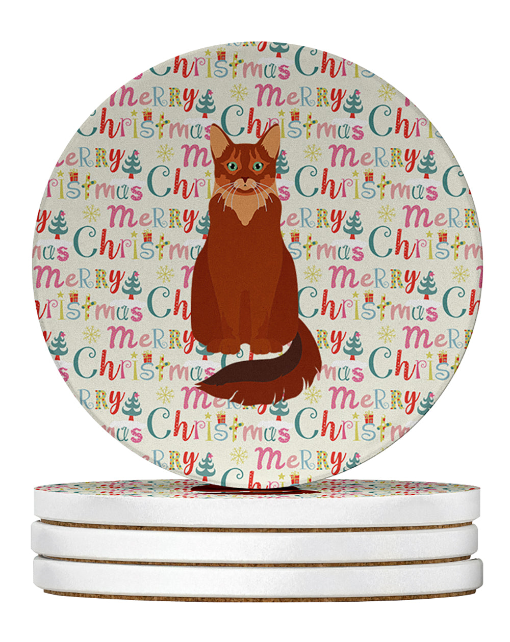 Buy this Somali Cat Christmas Large Sandstone Coasters Pack of 4