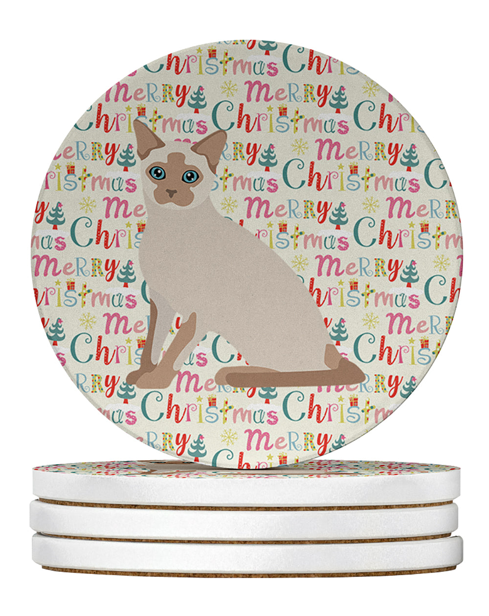 Buy this Tonkinese Cat Christmas Large Sandstone Coasters Pack of 4