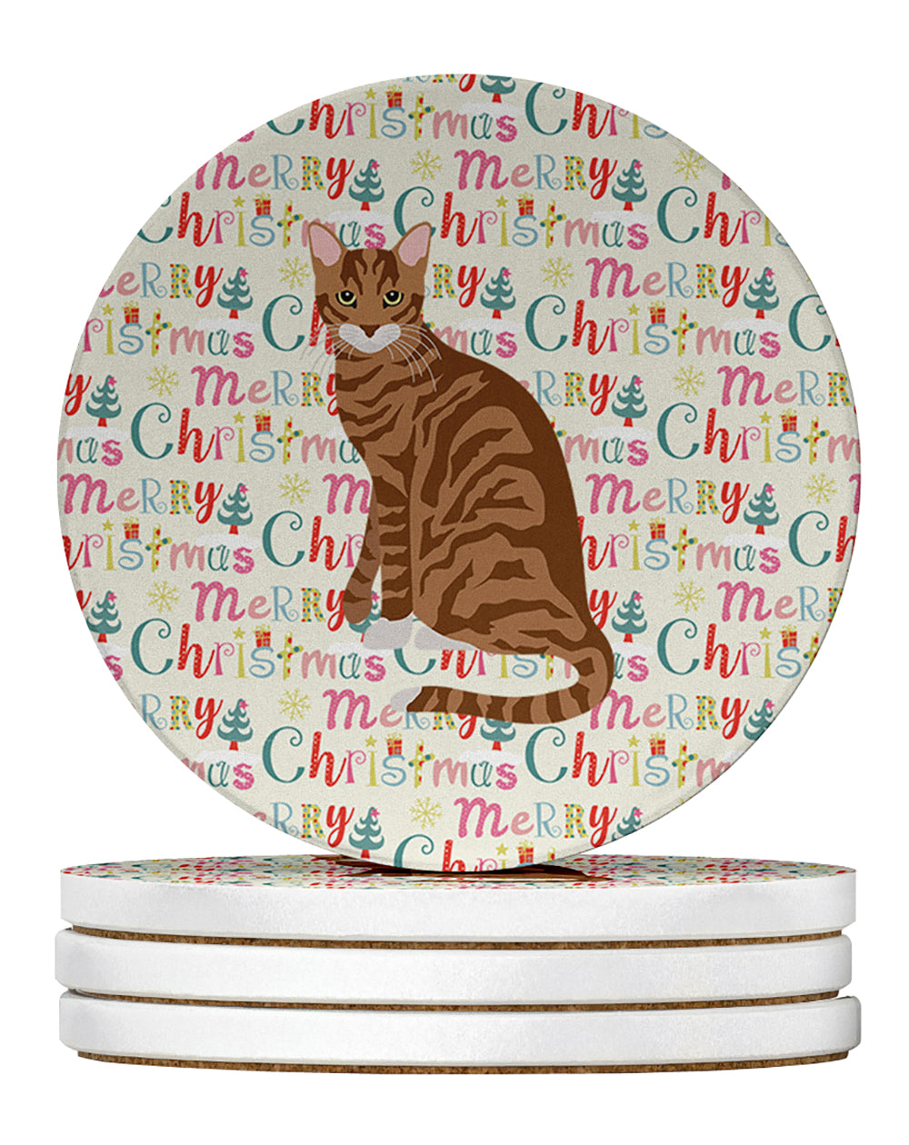 Buy this Toyger Cat Christmas Large Sandstone Coasters Pack of 4