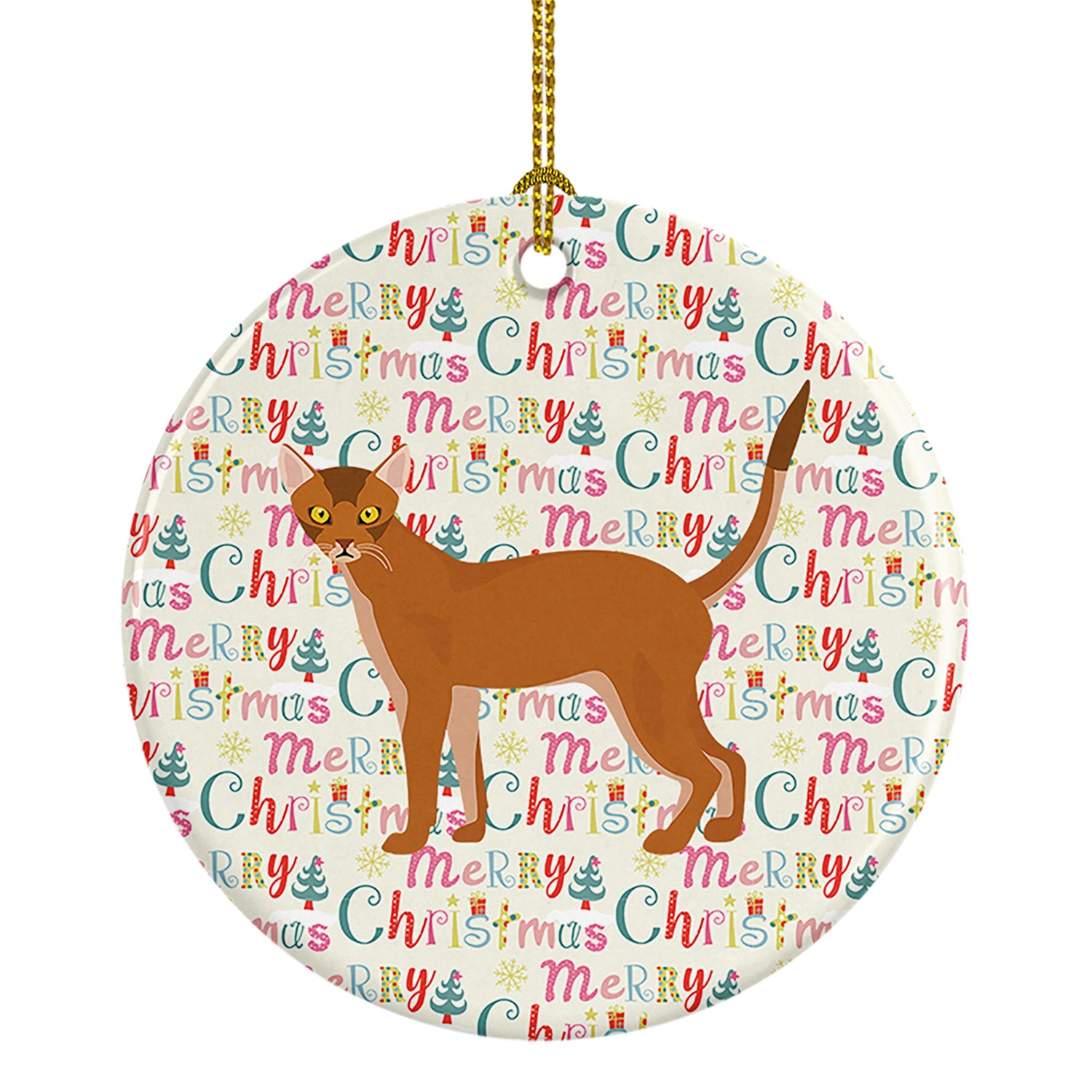 Buy this Red Abyssinian Cat Christmas Ceramic Ornament