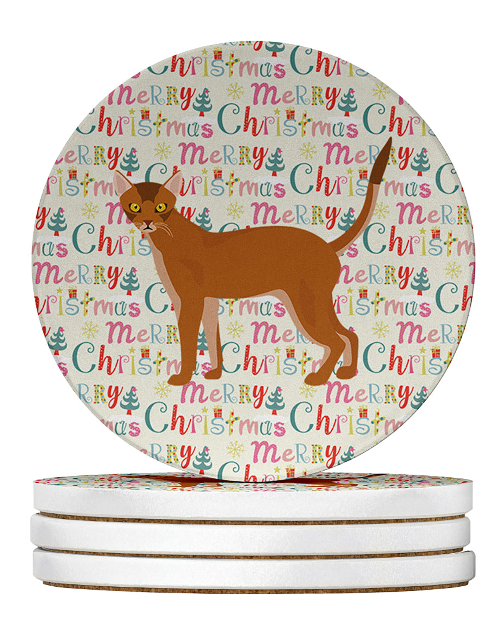 Buy this Red Abyssinian Cat Christmas Large Sandstone Coasters Pack of 4