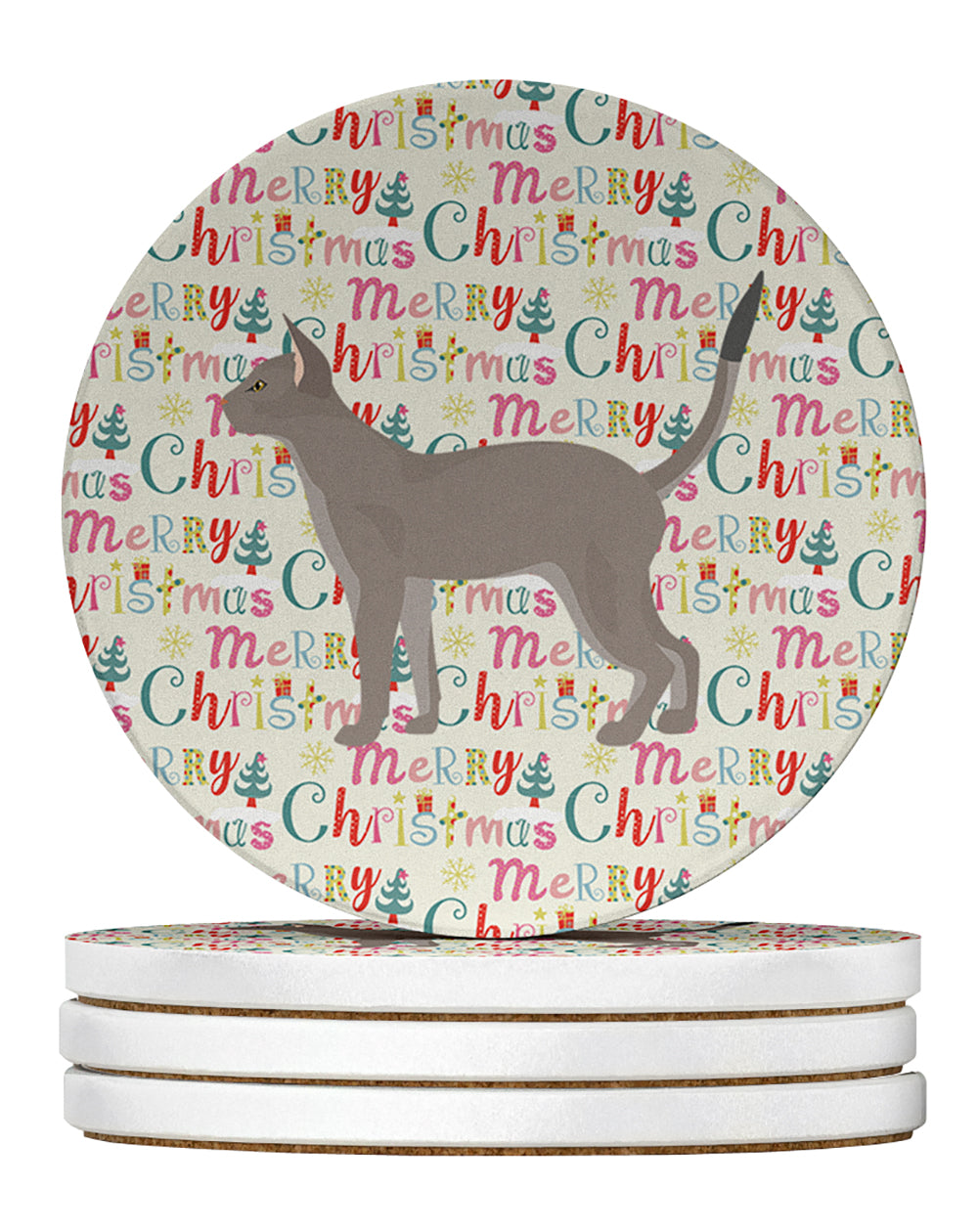 Buy this Blue Abyssinian Cat Christmas Large Sandstone Coasters Pack of 4