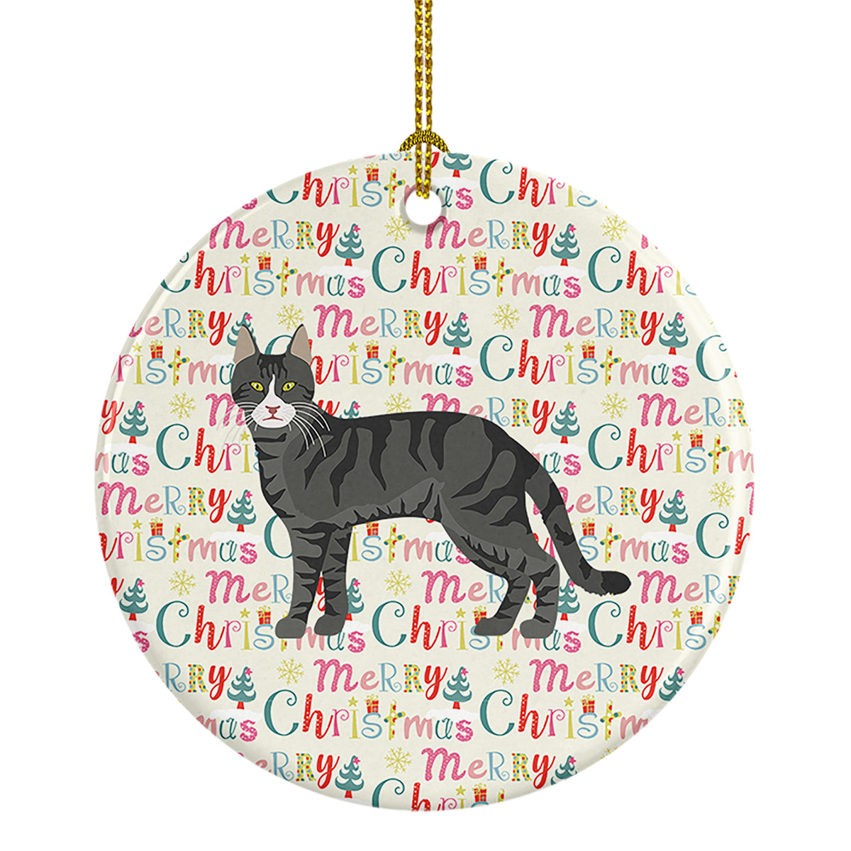 Buy this Tricolour Aegean Cat Christmas Ceramic Ornament