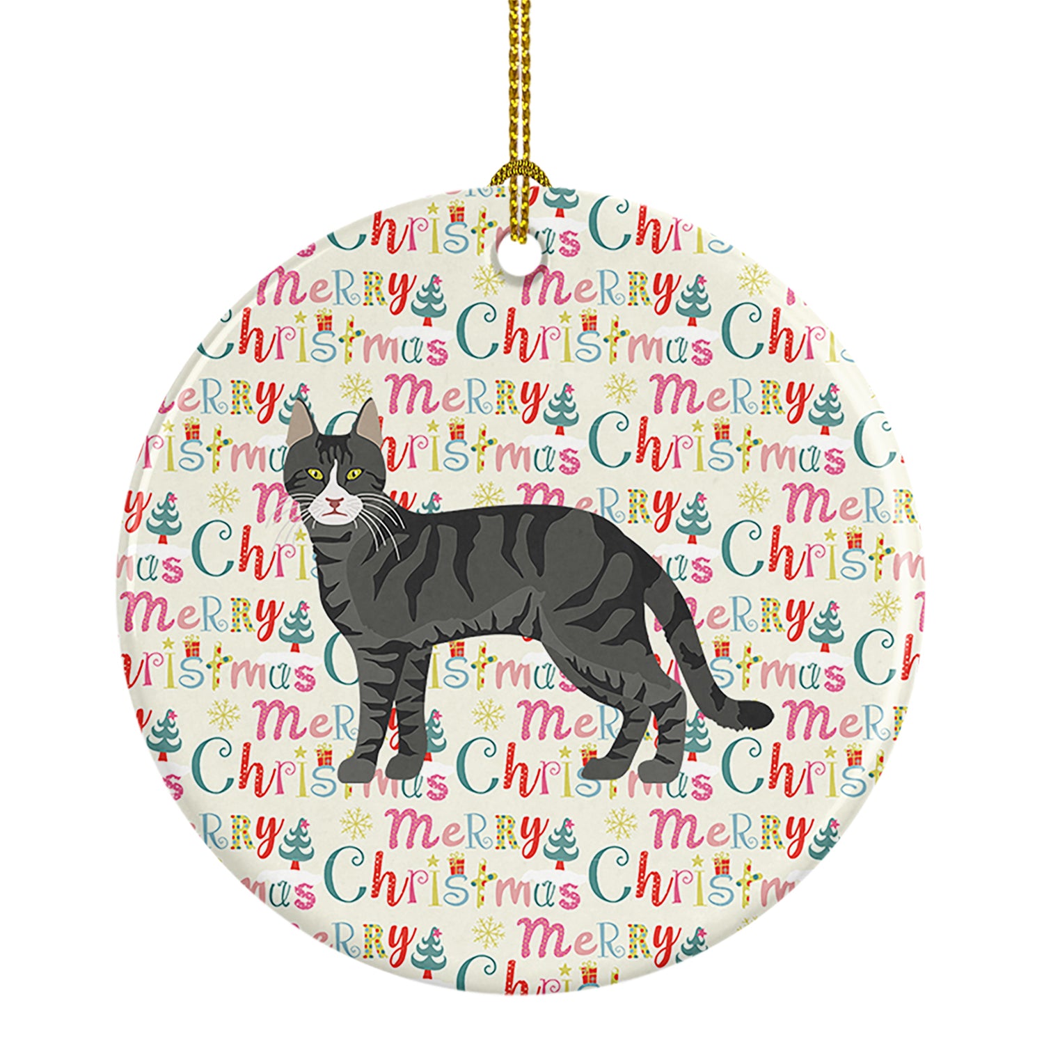 Buy this Tricolour Aegean Cat Christmas Ceramic Ornament
