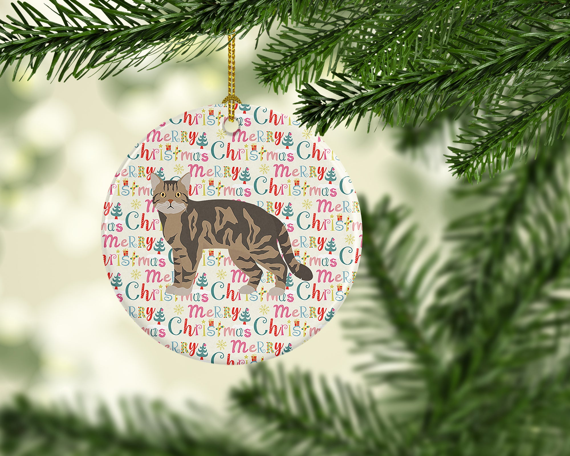 Buy this American Wirehair #1 Cat Christmas Ceramic Ornament