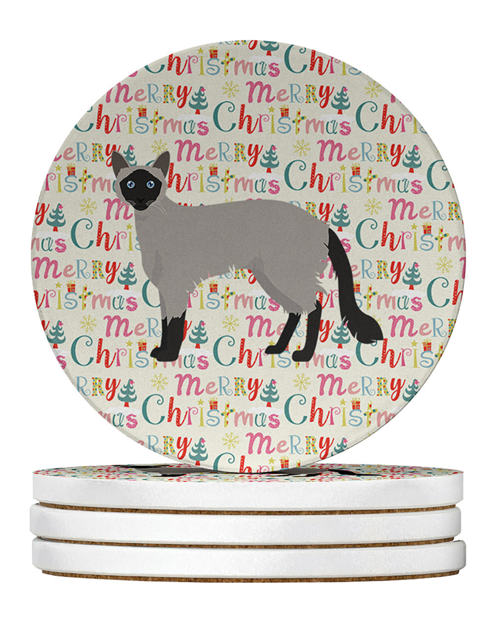 Buy this Balinese #1 Cat Christmas Large Sandstone Coasters Pack of 4