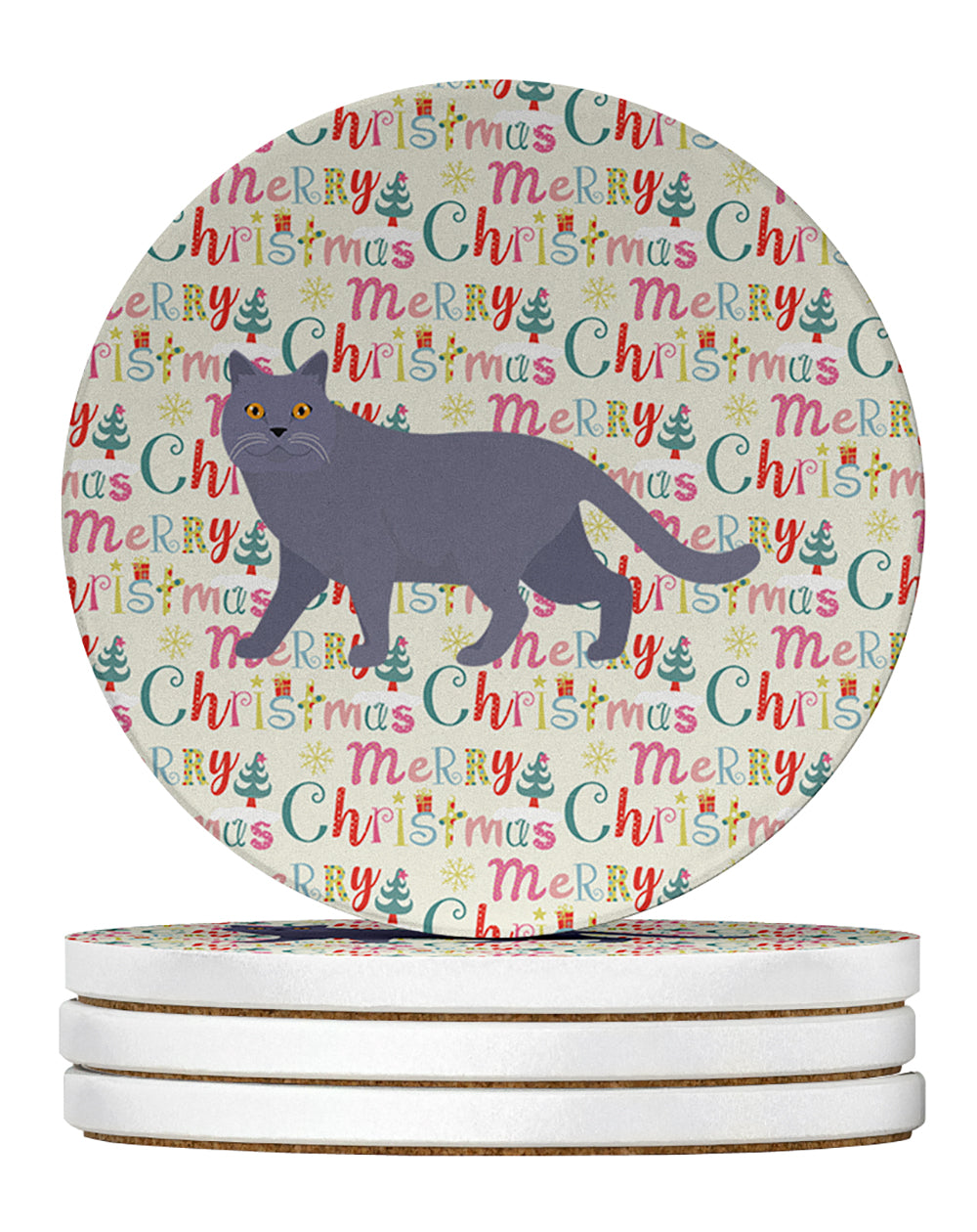 Buy this British Shorthair #1 Cat Christmas Large Sandstone Coasters Pack of 4