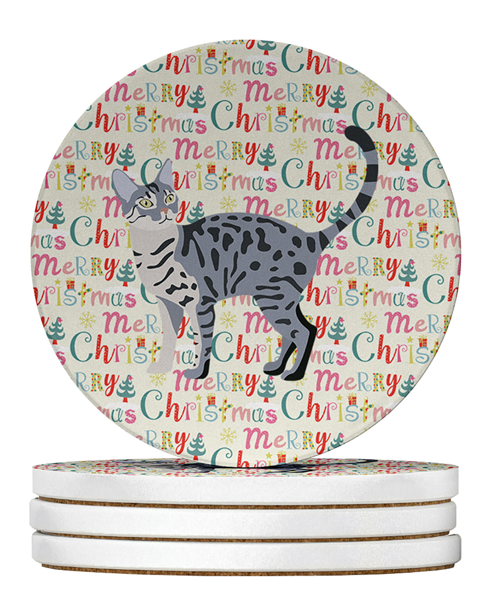 Buy this California Spangled #1 Cat Christmas Large Sandstone Coasters Pack of 4