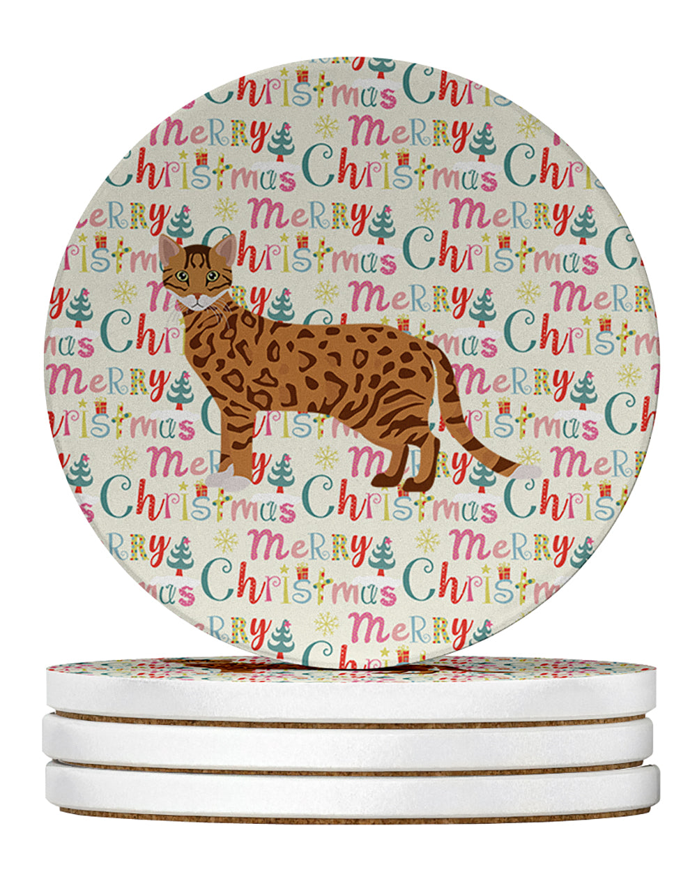 Buy this Cheetoh #1 Cat Christmas Large Sandstone Coasters Pack of 4