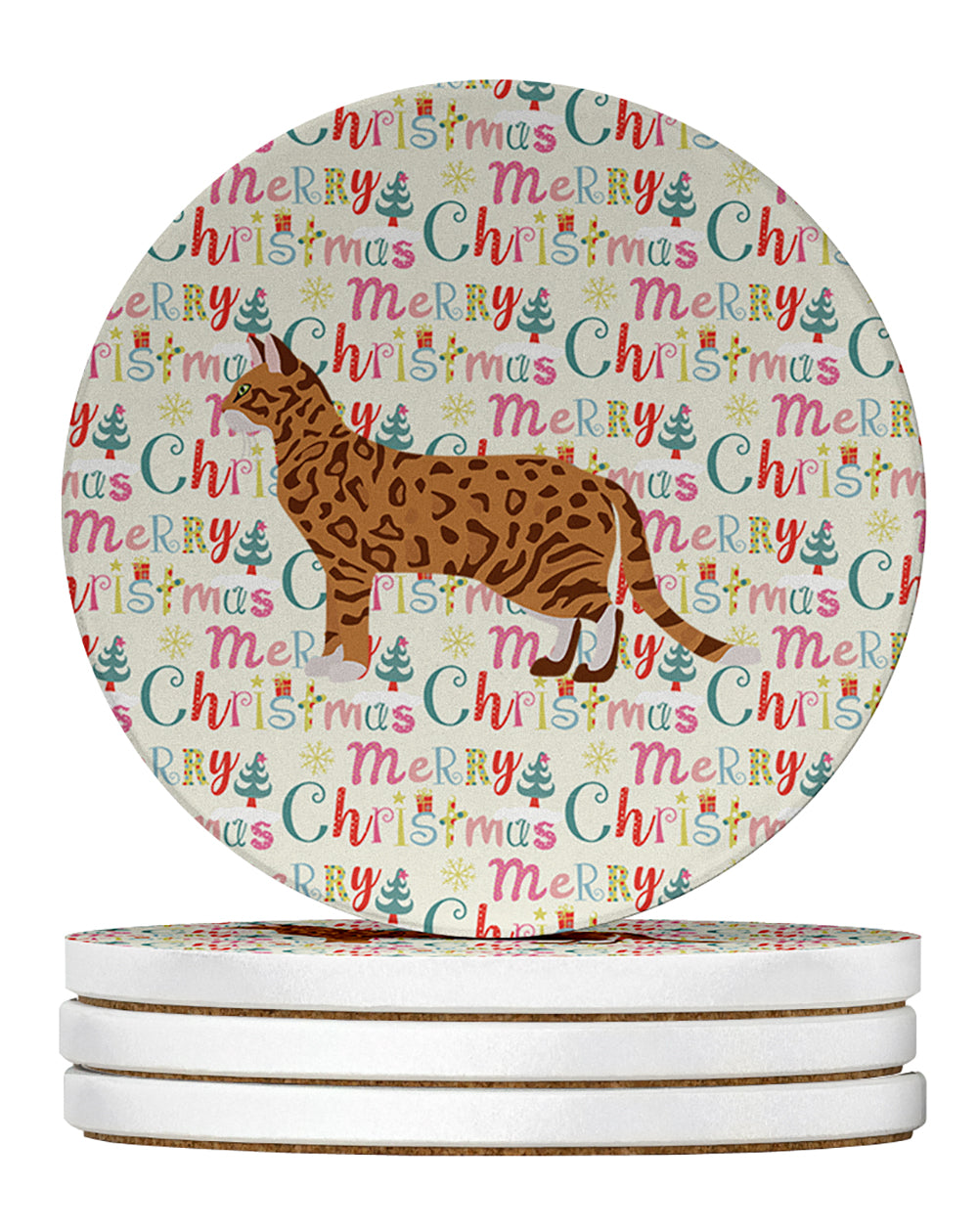 Buy this Cheetoh #3 Cat Christmas Large Sandstone Coasters Pack of 4