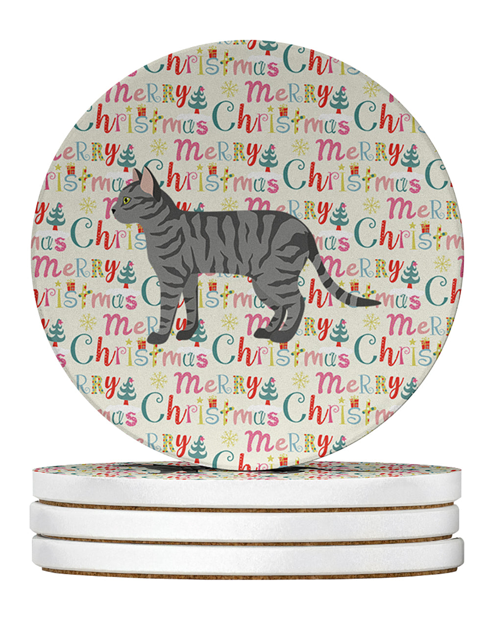 Buy this Dragon Li #3 Cat Christmas Large Sandstone Coasters Pack of 4