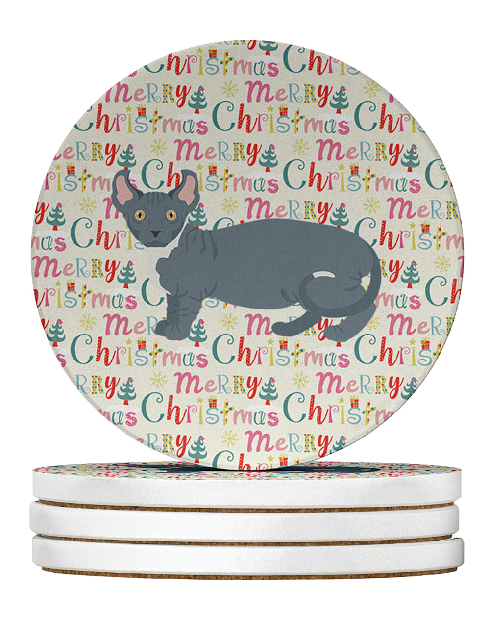 Buy this Dwelf #2 Cat Christmas Large Sandstone Coasters Pack of 4