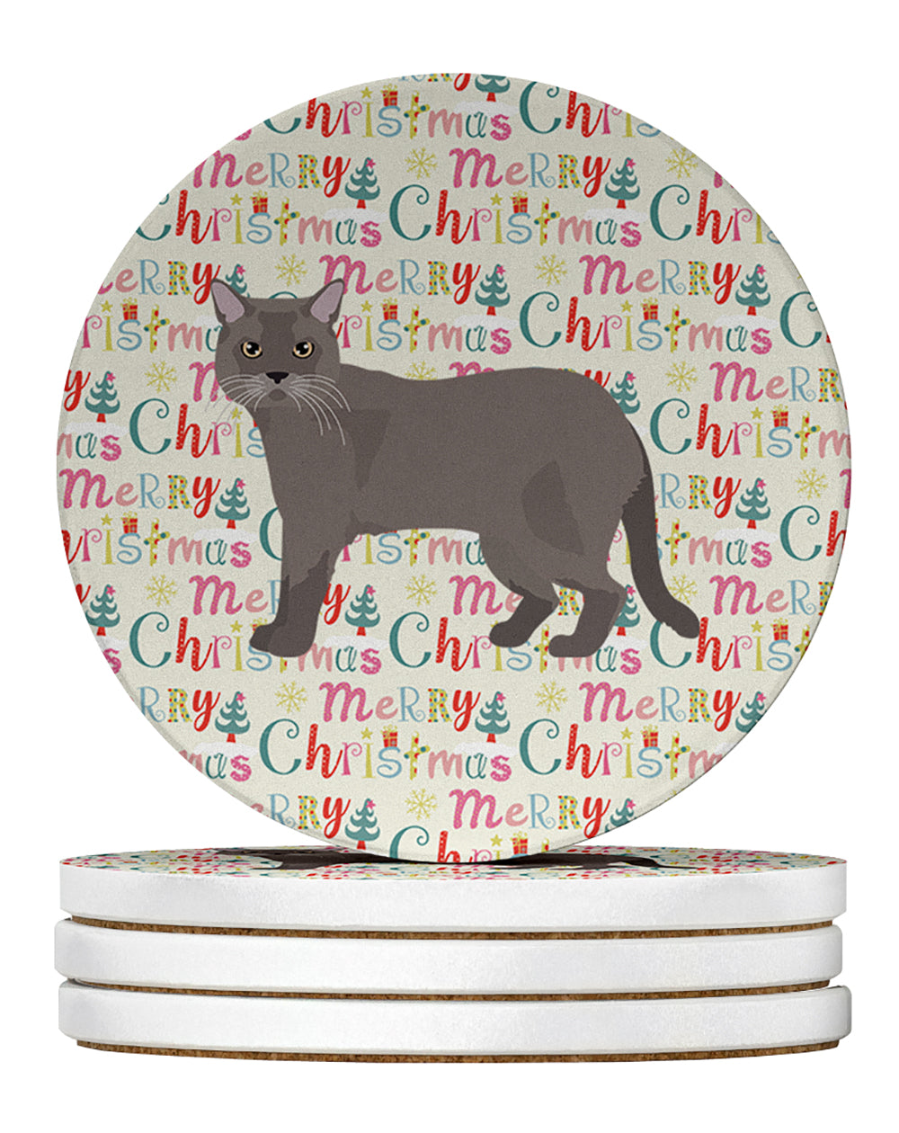Buy this European Burmese Cat Christmas Large Sandstone Coasters Pack of 4