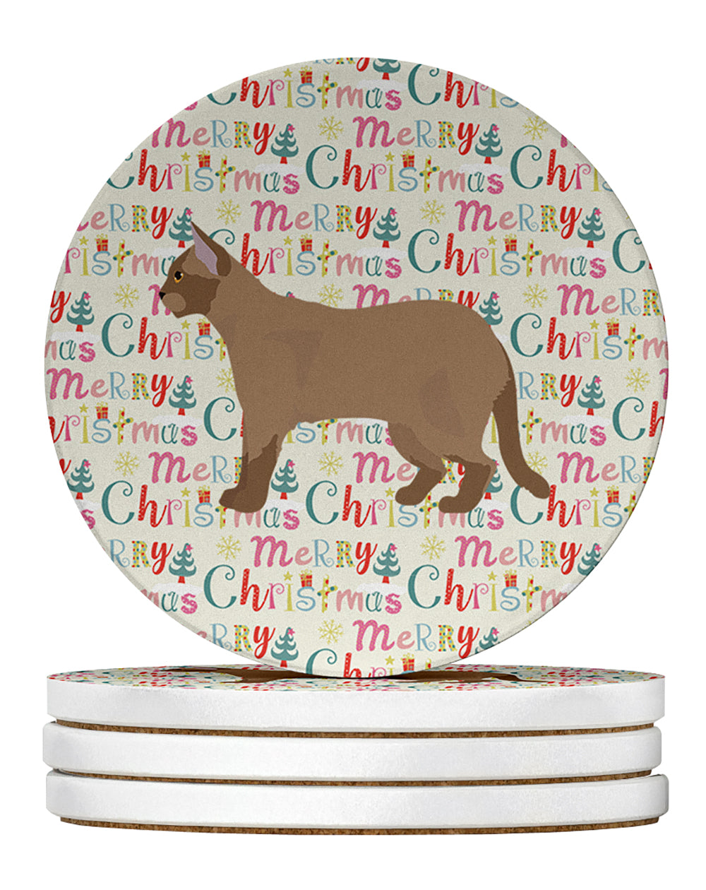 Buy this European Burmese #2 Cat Christmas Large Sandstone Coasters Pack of 4