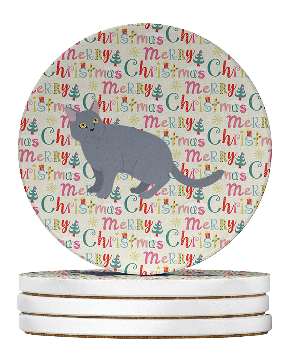 Buy this European Shorthair #3 Cat Christmas Large Sandstone Coasters Pack of 4