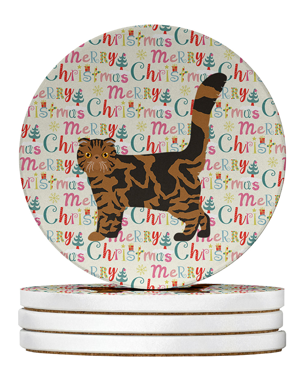 Buy this Foldex Exotic Fold #2 Cat Christmas Large Sandstone Coasters Pack of 4