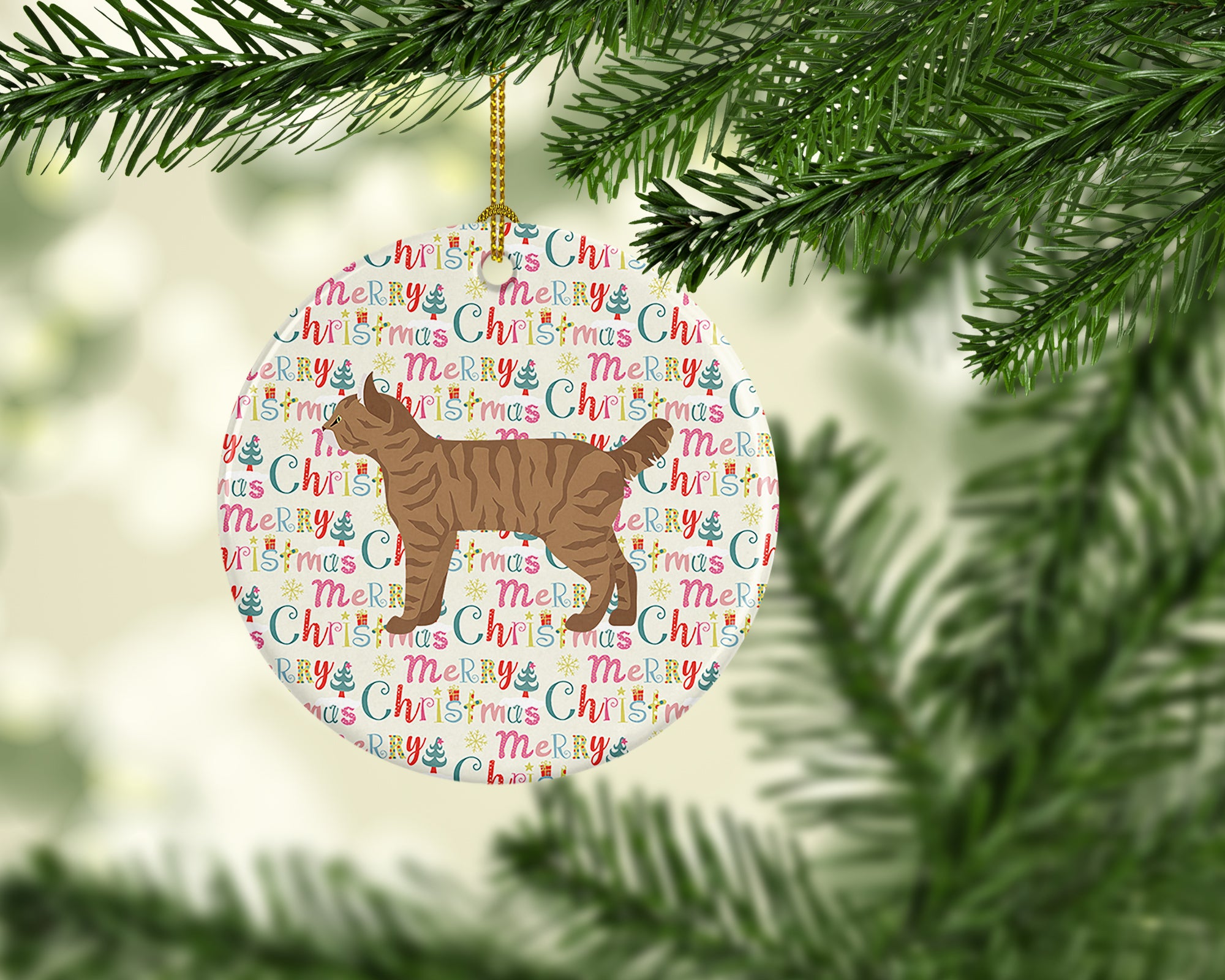 Buy this Highlander Lynx #1 Cat Christmas Ceramic Ornament