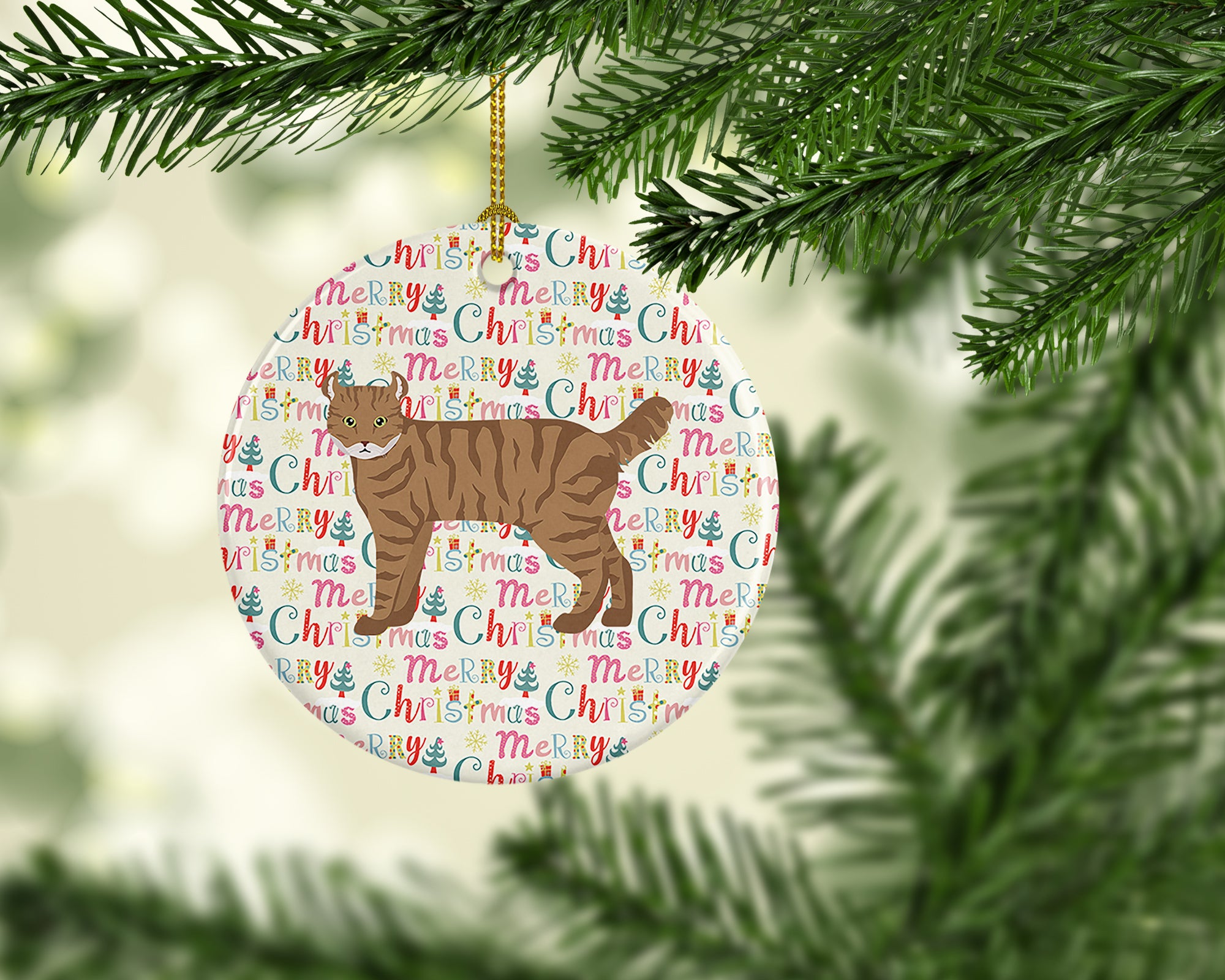 Buy this Highlander Lynx #3 Cat Christmas Ceramic Ornament