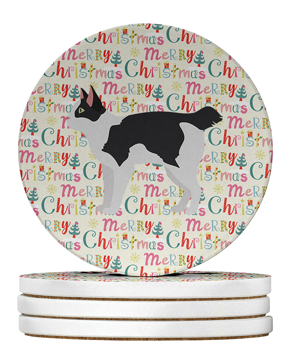 Buy this Japanese Bobtail Cat Christmas Large Sandstone Coasters Pack of 4