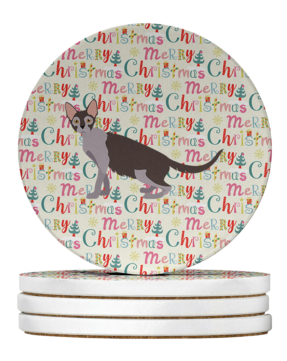 Buy this Lykoi #2 Cat Christmas Large Sandstone Coasters Pack of 4
