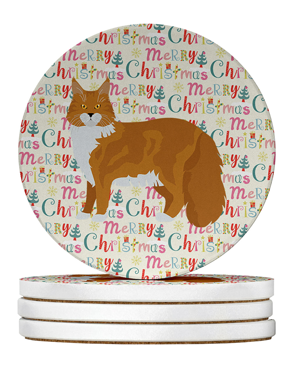 Buy this Maine Coon #1 Cat Christmas Large Sandstone Coasters Pack of 4