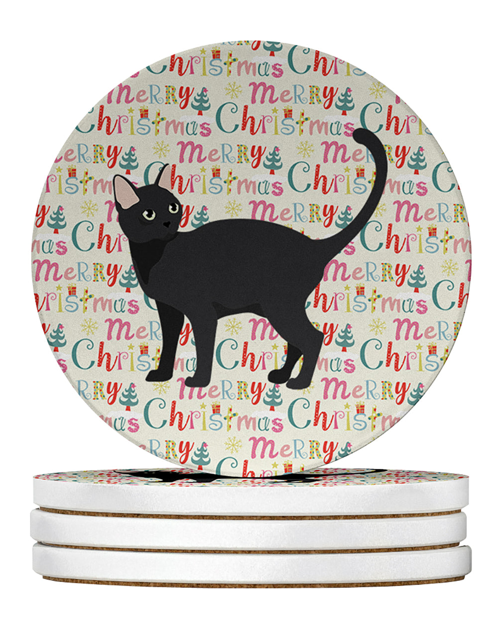 Buy this Malayan #2 Cat Christmas Large Sandstone Coasters Pack of 4