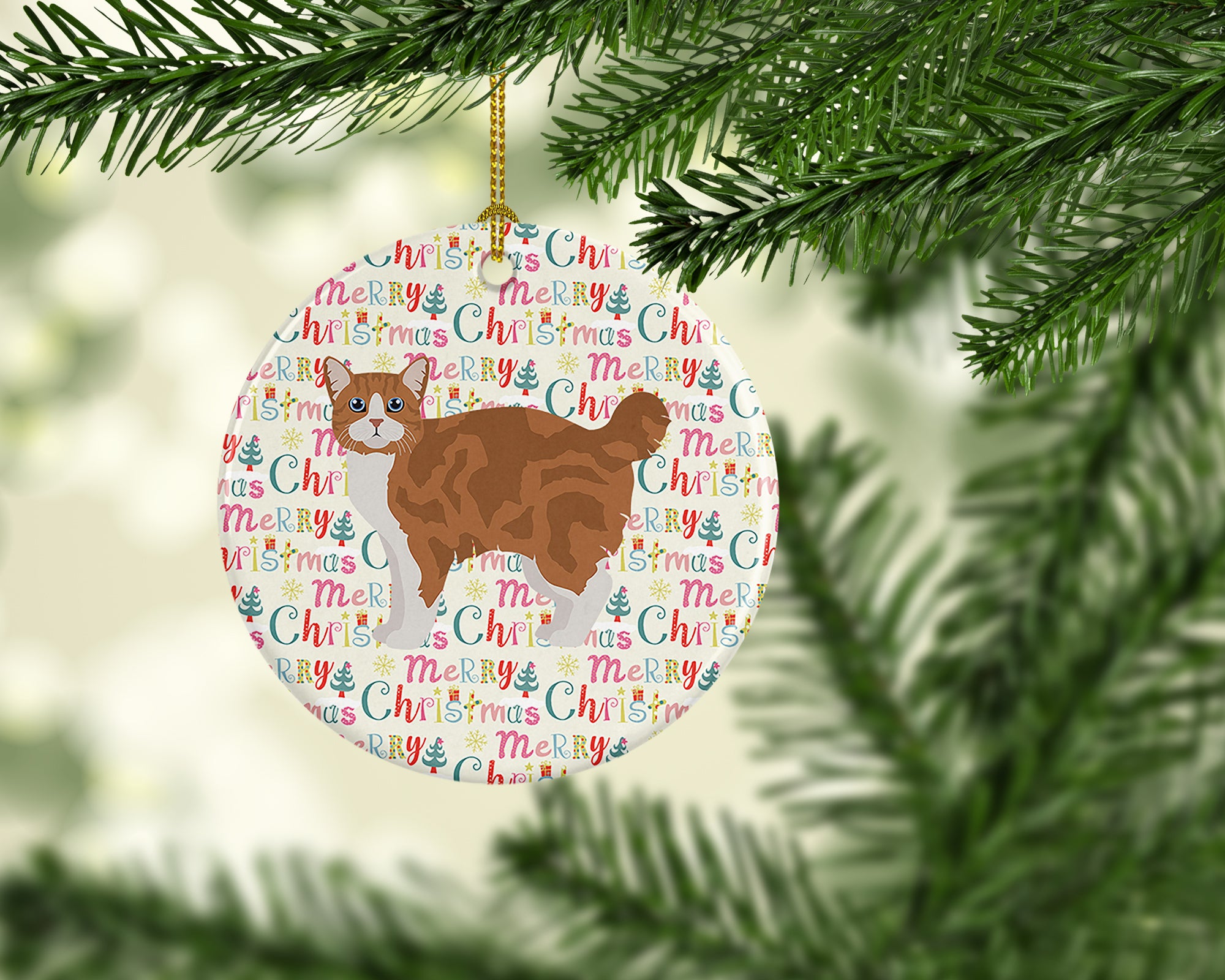 Buy this Manx #2 Cat Christmas Ceramic Ornament