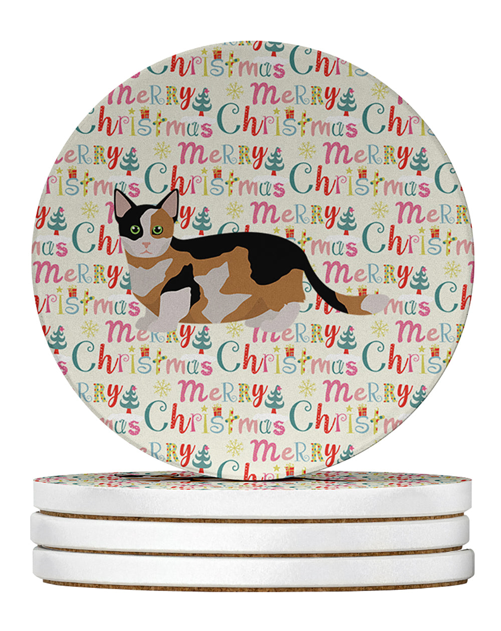 Buy this Munchkin Cat Christmas Large Sandstone Coasters Pack of 4