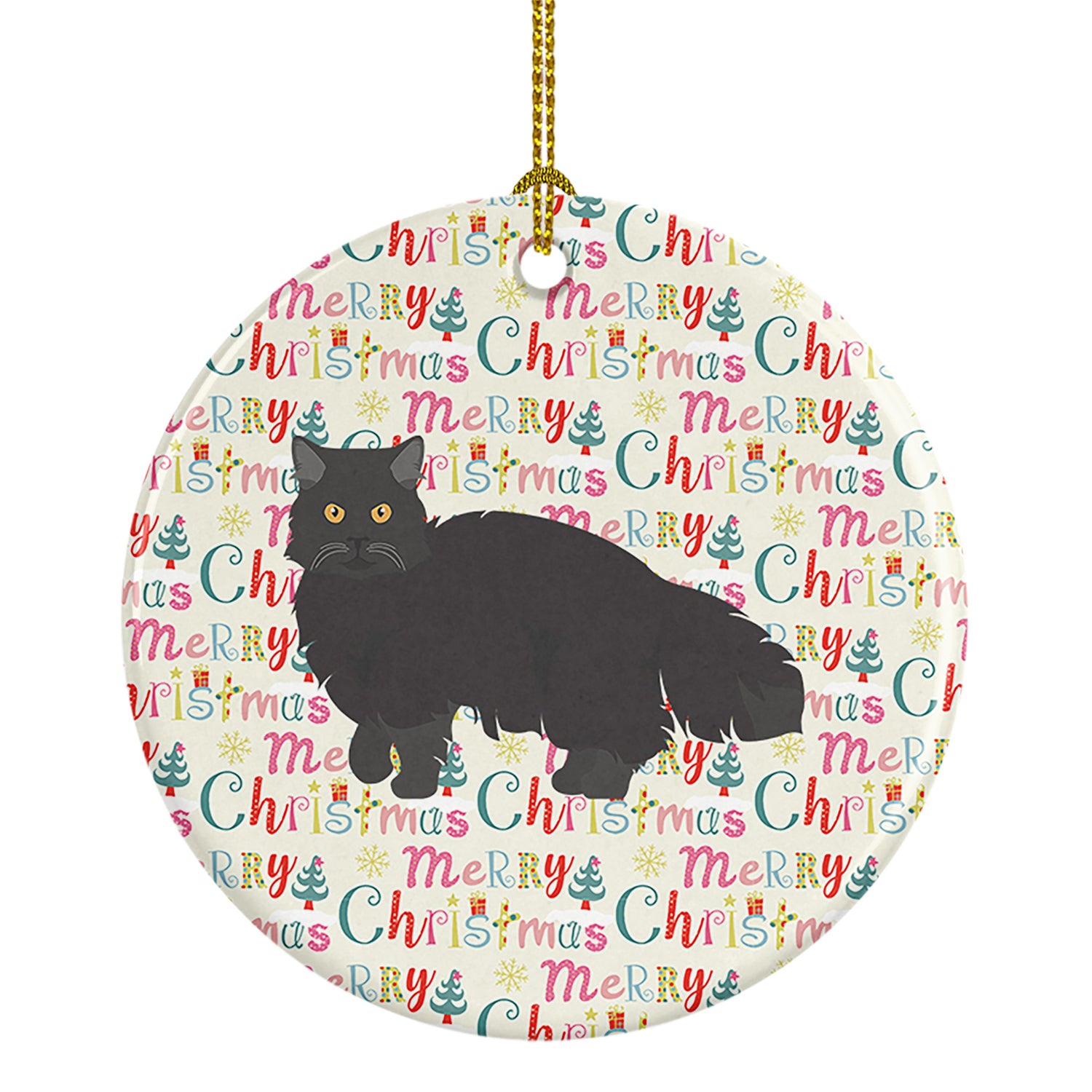 Buy this Black Persian Traditional Cat Christmas Ceramic Ornament