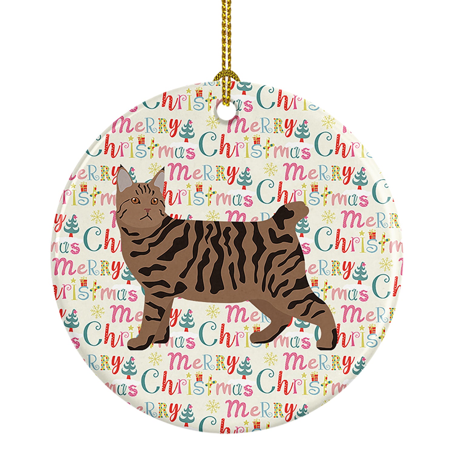 Buy this Pixie Bob #3 Cat Christmas Ceramic Ornament