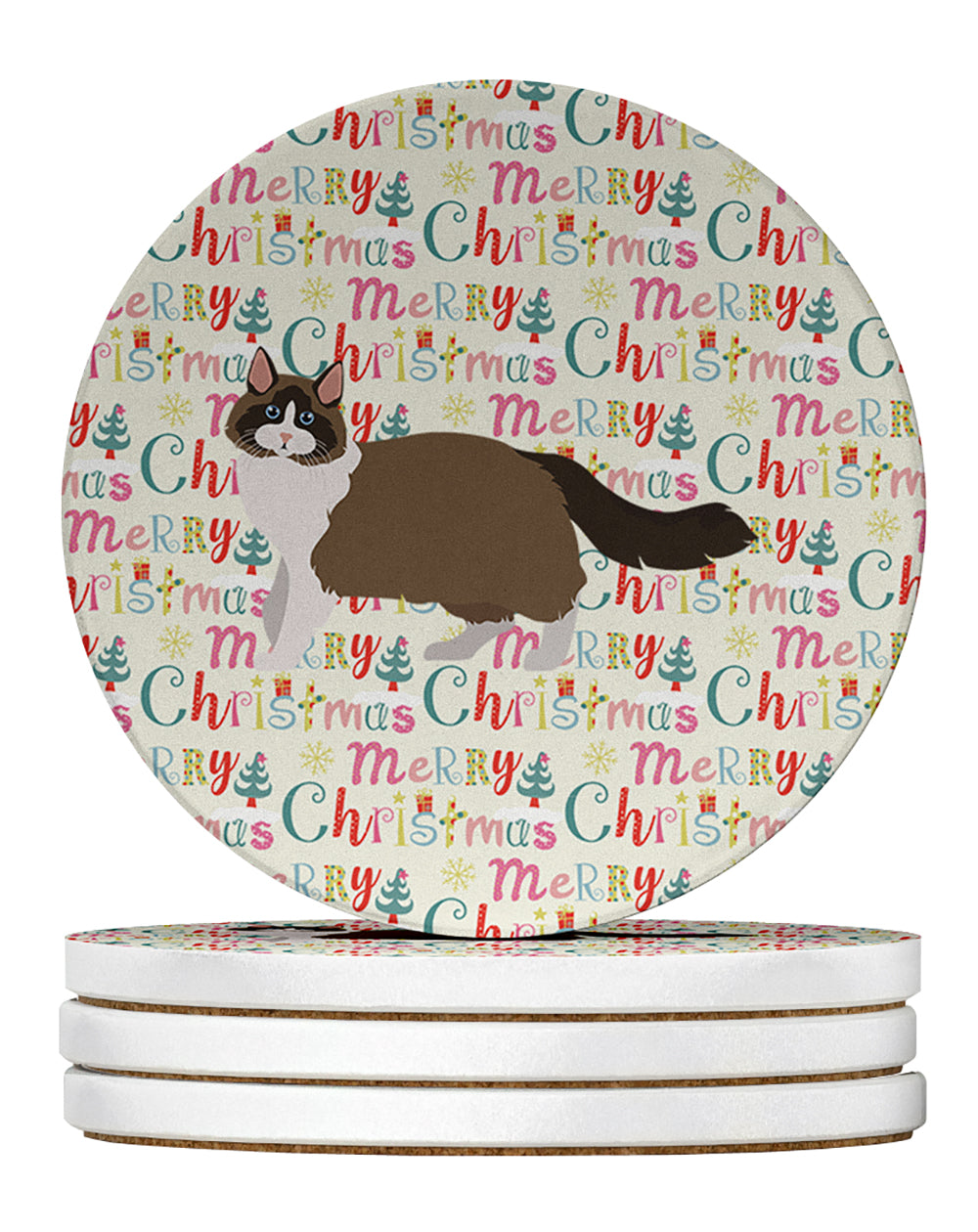 Buy this Ragdoll #1 Cat Christmas Large Sandstone Coasters Pack of 4